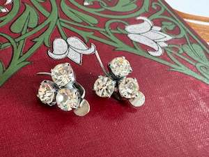 Vintage Clover Diamante Clip On Earrings