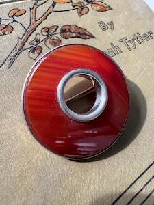 Sterling Silver Agate Brooch
