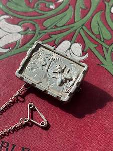 Vintage Sterling Silver Postage Stamp Butterfly & Bee Brooch Super Cute