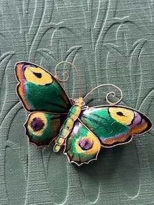 Sterling Silver: Vintage Sterling Silver Enamel Butterfly Brooch