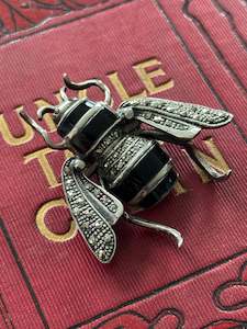 Vintage Sterling Silver Marcasite Bee stamped 925