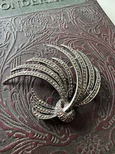 Vintage Sterling Silver Marcasite Art Deco Spray Hallmarked