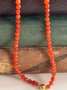 Yellow Gold: Carnelian Necklace 9ct Yellow Gold Clasp – Rare & Stunning