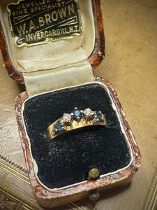 Vintage Eternity 9ct Gold Sapphire & Diamond Ring