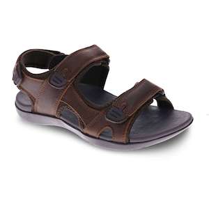 Scholl Orthaheel Biomechanics: Brody Backstrap Sandal - Brown