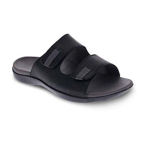 Scholl Orthaheel Biomechanics: Connor Slide Sandal - Black