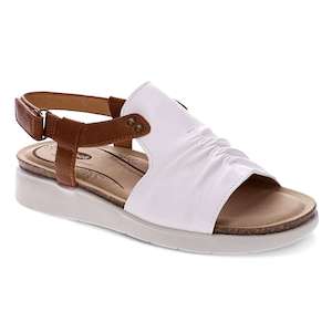 Scholl: Tyler Backstrap Sandal - White/Tan