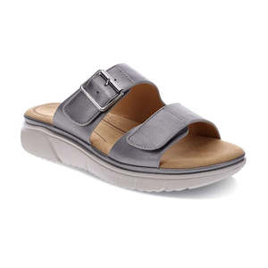 Scholl Memory Cushion: Rage Slide Sandal - Pewter