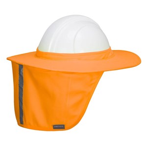 Sun Protection: HI VIS HARD HAT BRIM WITH NECK SHADE | PORTWEST