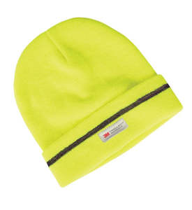 Head Protection: BEANIE - HI VIS - Double Layer , with Reflective Strip - " Be Seen - Be Safe"