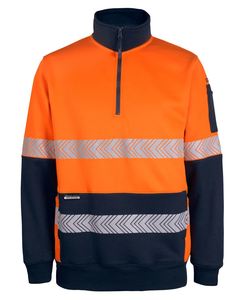 Sweatshirts And Hoodies: TAPED HI VIS SWEATSHIRT, - Reflectibve Tape, Heavy Weight, 1/2 Zip, PolyCotton
