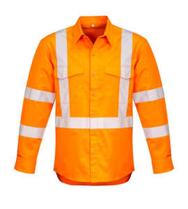 Work Shirts: SZ MENS HI VIS X BACK TAPED COTTON LONGSLEEVE SHIRT
