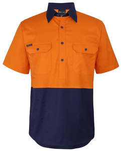 HI VIS WORK SHIRT - Short Sleeve | Close Front | Cotton