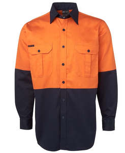 Work Shirts: HI VIS WORK SHIRT - Long Sleeve | Cotton