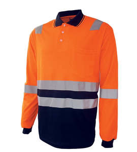 HI VIS POLO - Polyface, Cotton Back | Long Sleeve | Reflective Tape | Breathable for Comfort