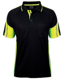 Polos: STREET POLO - Hi Vis Panels, Reflective Strips, Polyester, Quick Dry Micro Mesh Fabric