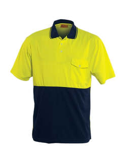 HI VIS POLO BOCINI POLYESTER MICROMESH, - Moisture Control,Short Sleeve, Bocini