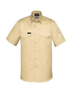 Work Shirts 1: RUGGED MENS WORKSHIRT - Short Sleeve,  Cotton Ripstop Fabric, Ventilation