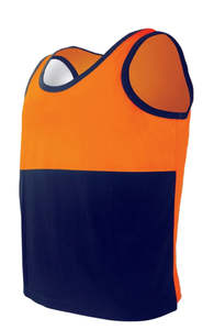Singlets: HI VIS POLYCOTTON WORK SINGLET BOCINI - Mid Weight, Breathable, Anti Bacteria Treated