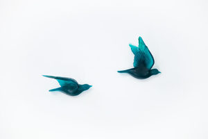 Products: Mother and Child - Teal Resin Bird Pairs - Vitality Art Studio