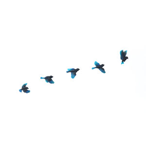 Products: Set of Five Resin Birds - Teal Glass-Effect - Vitality Art Studio