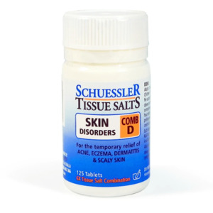 Products: Schuessler Tissue Salts Combination D Skin Disorders 125 Tabs CLEARANCE Short Dated end of 12/2025