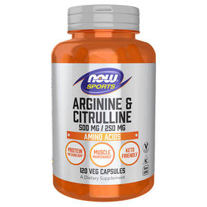 L Arginine: Now Sports Arginine & Citrulline 500mg/250mg 120 Caps
