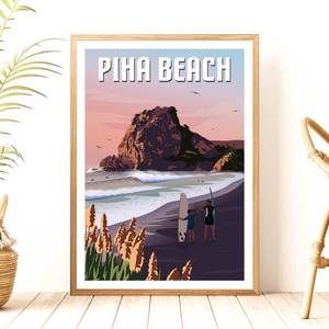 Travel Posters: Piha Surf Travel Poster, New Zealand