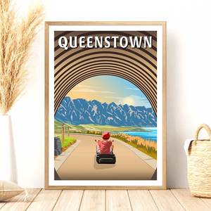 Travel Posters: Queenstown Luging Travel Poster, New Zealand