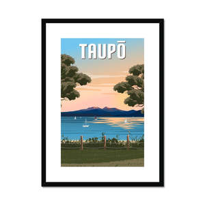 Framed Posters: Taupō Sunset Peaks Framed & Mounted Print