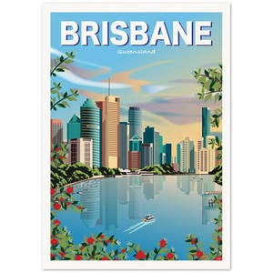 Australia: Brisbane Sky Travel Poster - Queensland, Australia