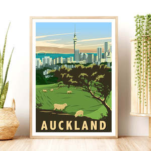 Auckland: Mount Eden, Auckland Travel Poster, New Zealand