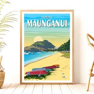 Bay Of Plenty: Mount Maunganui - Pilot Bay - Travel Poster, New Zealand