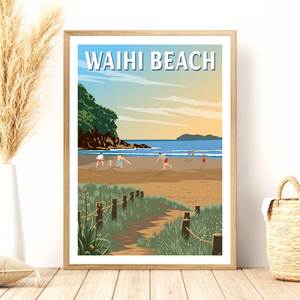 Waihi Beach Travel Poster, New Zealand