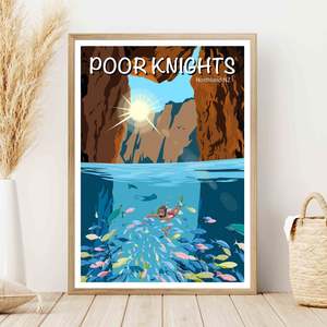 Northland Ntl: Poor Knights Travel Poster, New Zealand