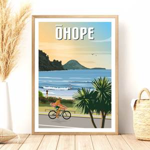 Ōhope Beach Daytime - Travel Poster, New Zealand