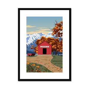 Otago Ota: Glenorchy Shed Autumn Framed & Mounted Print