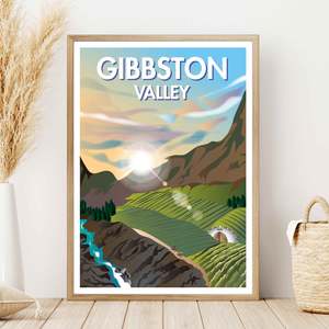 Gibbston Valley Travel Poster, New Zealand