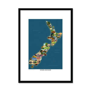 Framed Posters: Aotearoa New Zealand Blue Framed & Mounted Print