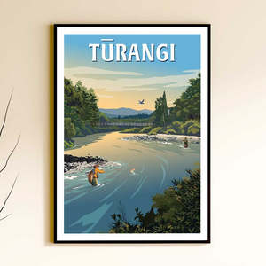 Turangi Fishing Travel Poster - Waikato, New Zealand