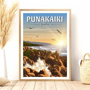 New Releases: Punakaiki Pancake Rocks Travel Poster - West Coast, New Zealand