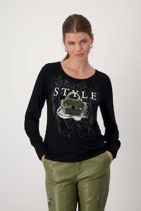 Monari Round neck Tee -schwarz999