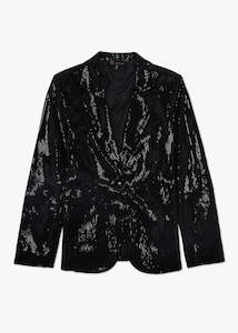 Carre Noir Sequin Blazer -Black