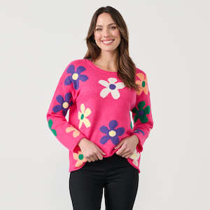 CZ945 Bright Flower Knit -Pink