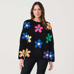 Caju: CZ945 Bright Flower Knit -Black
