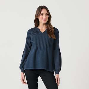 Caju: CZ958 Puff Sleeve Knit -Slate