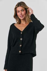 Cardis: OJW-009 PITCH CARDI -BUTTONS KNITS -Black