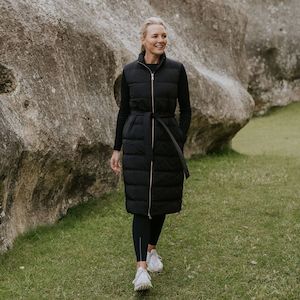 Bella Women's 90/10 Down Maxi Vest - Black