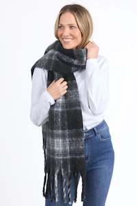 Scarves: Elm Crest Scarf Black White Check