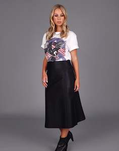 Longline Leather Skirt -Black